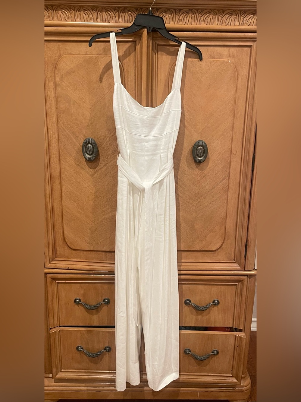 ANTONIO MELANI White Sleeveless Jumpsuit with Blue Label Detail